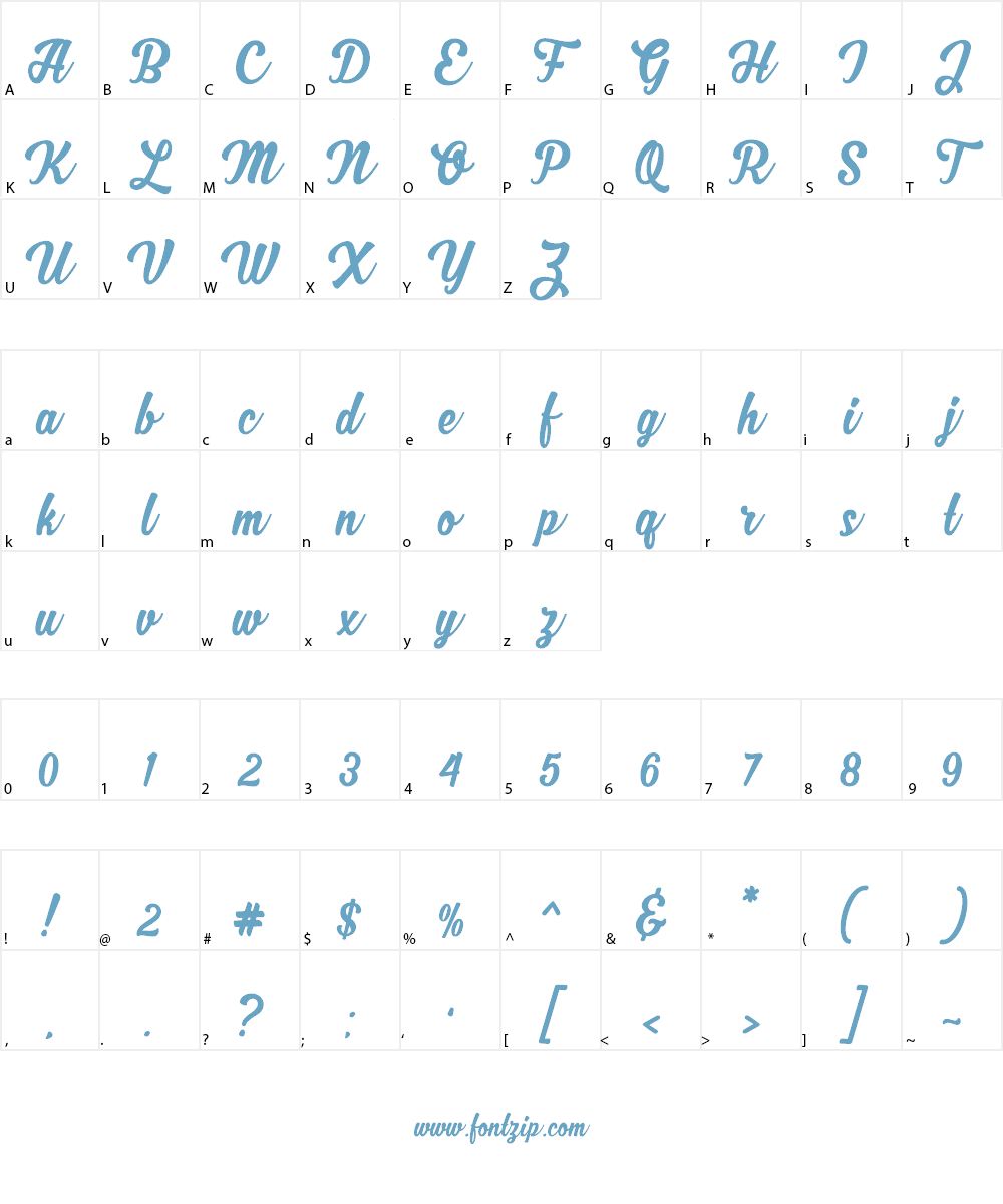 MJ Zhafira Demo Font Character